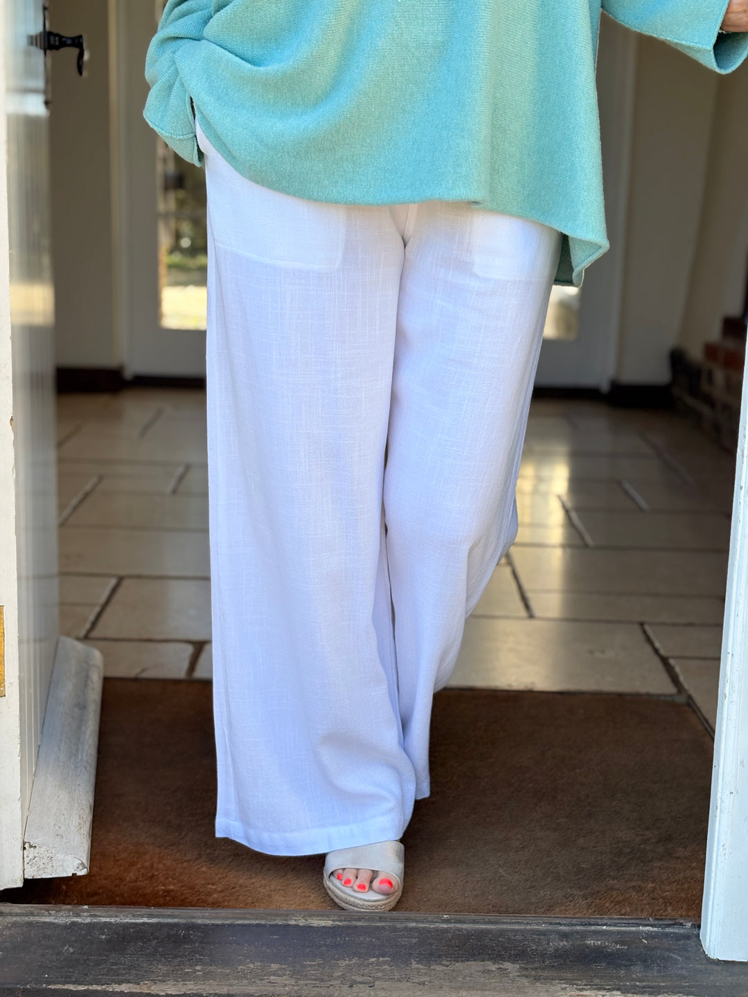 Linen-Blend Trousers | White