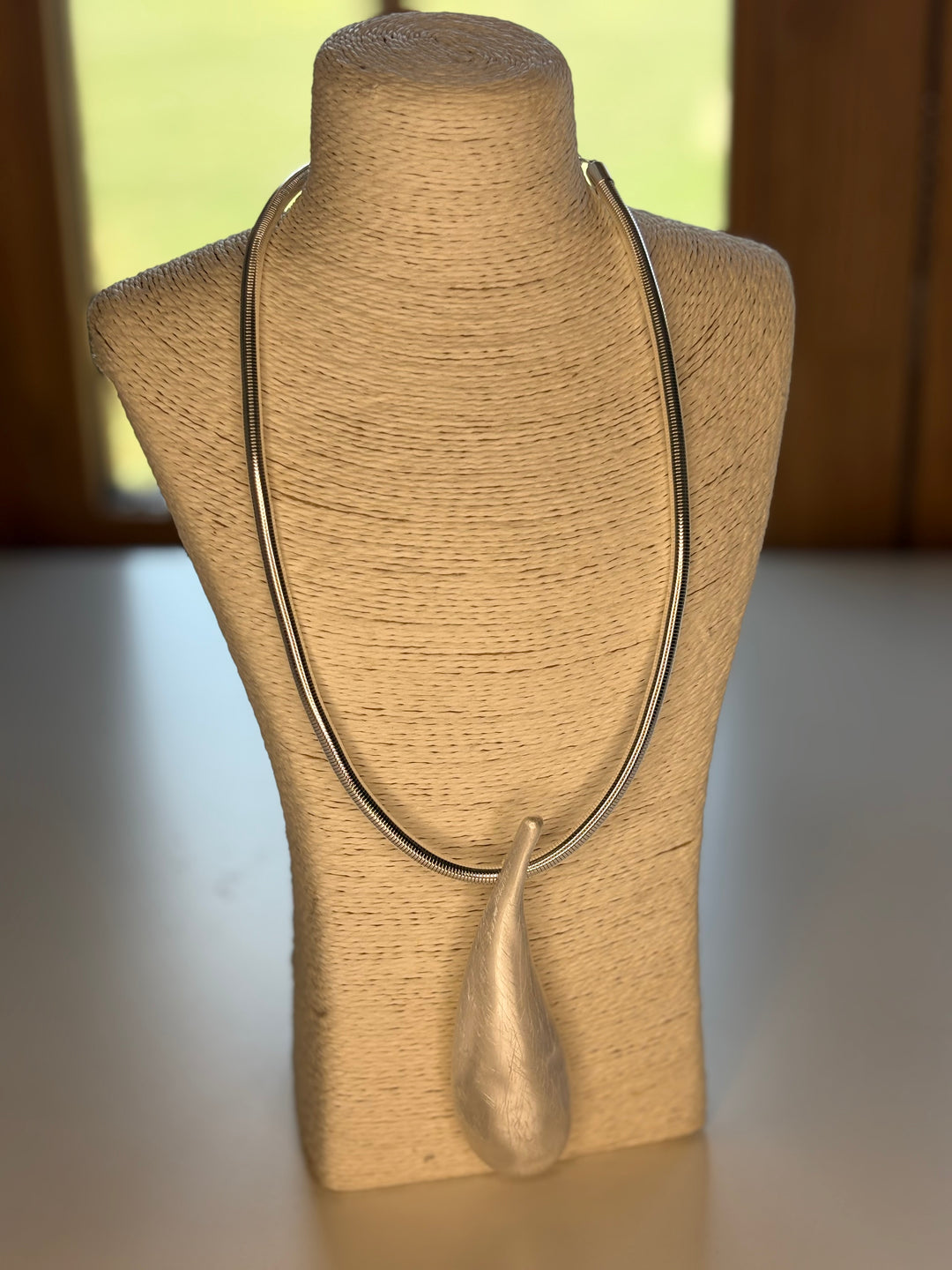 Large Tear Drop Pendant Necklace | Silver