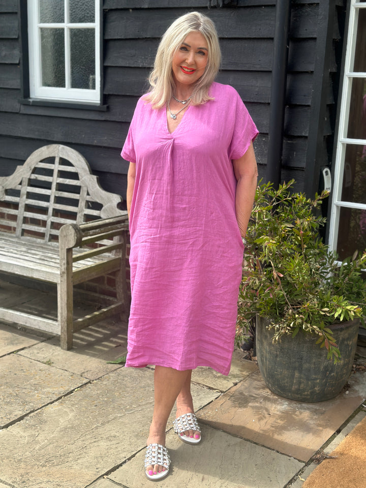 Linen Tunic Dress | Raspberry