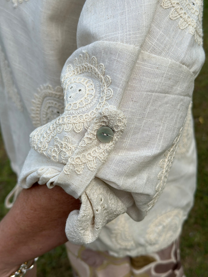 Crochet Floral Hooded Jacket | Natural