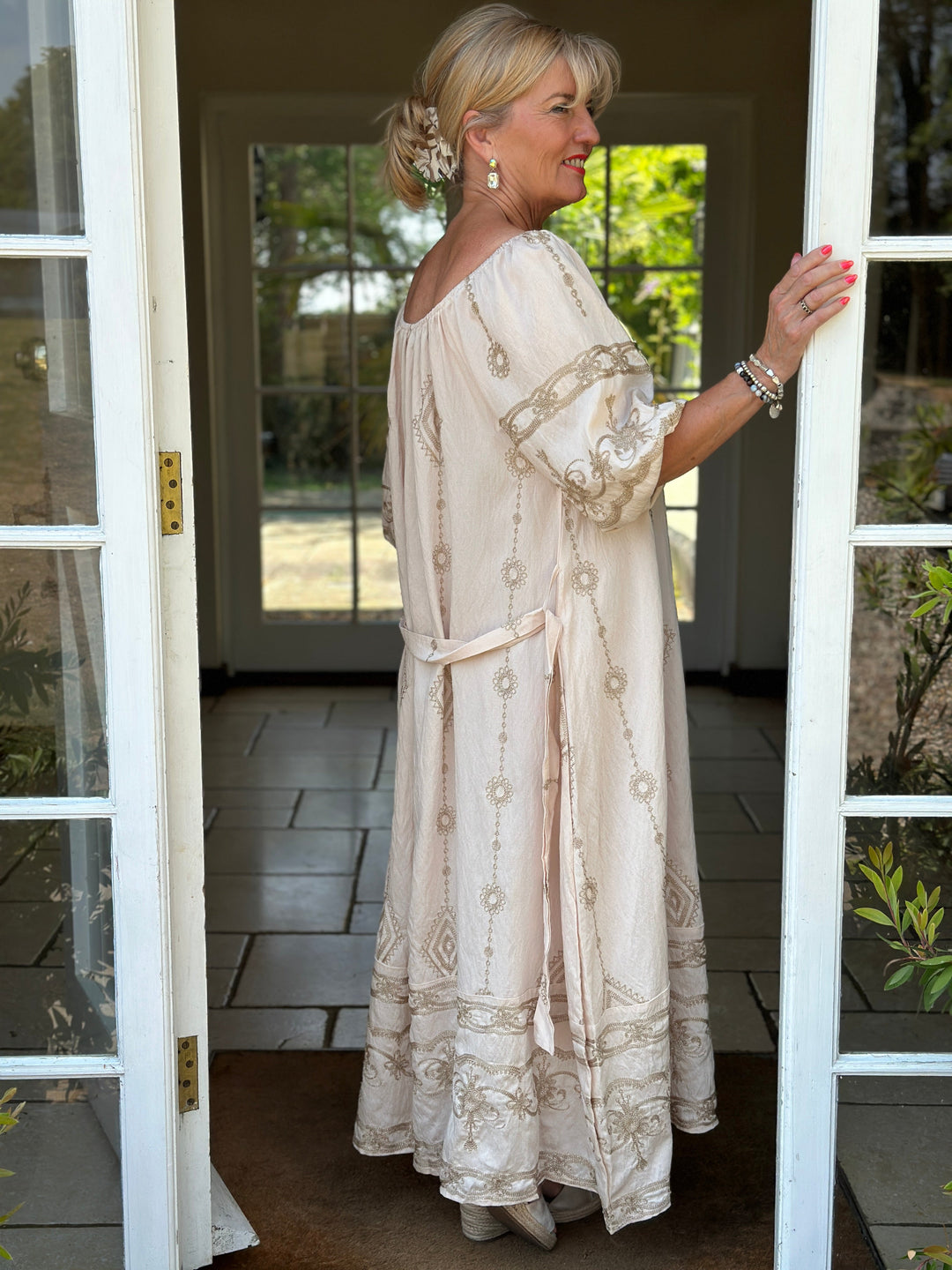 Embroidered Maxi Dress | Cream