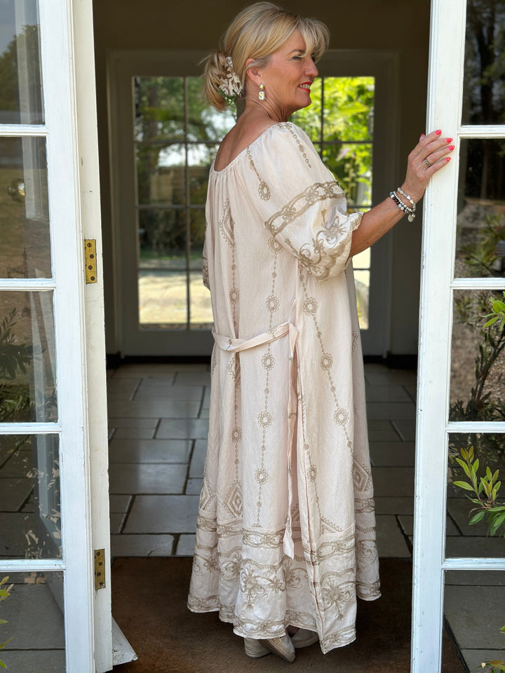 Embroidered Maxi Dress | Cream