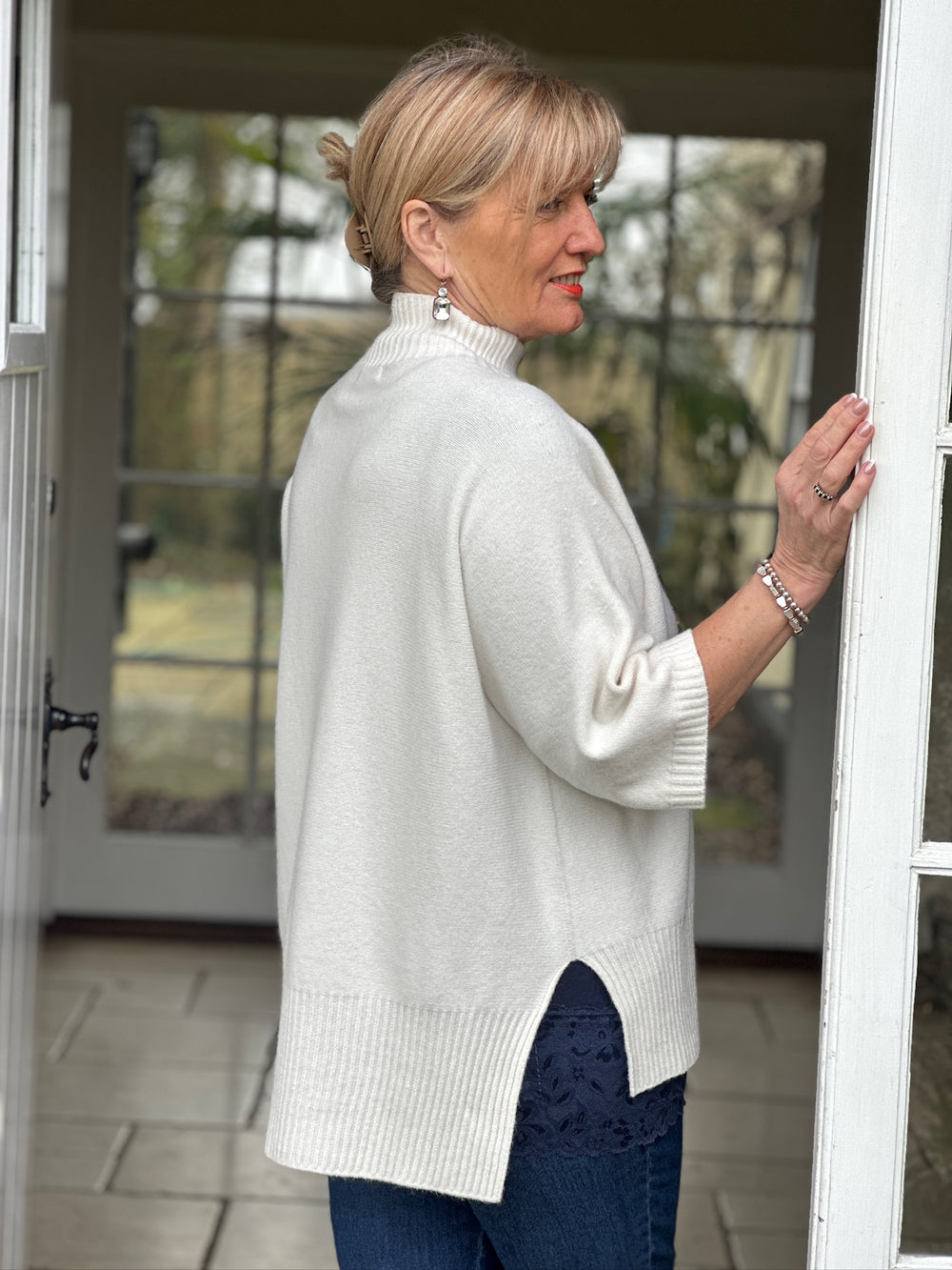 Ribbed High Neck Knit Top | Cream - Mandy's Heaven 