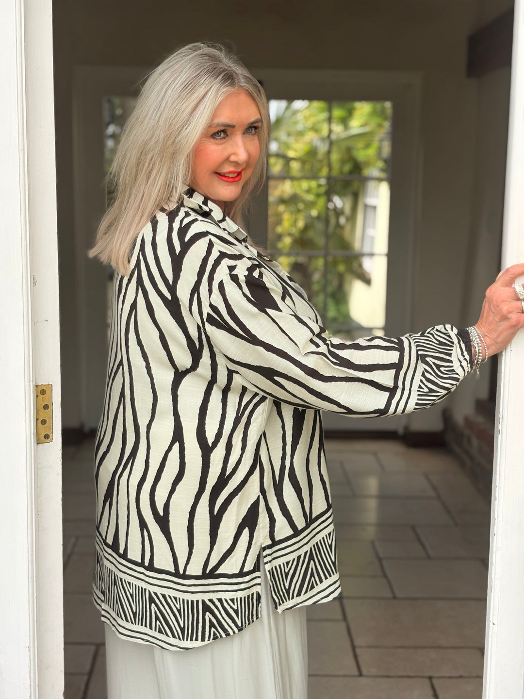 Zebra Print Inspired Shirt | Cream