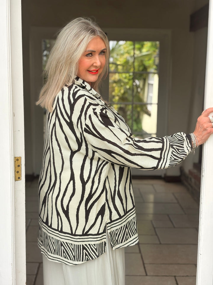 Zebra Print Inspired Shirt | Cream