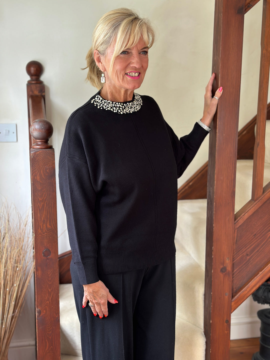 Embellished Neckline Jumper - Malissa J | Black