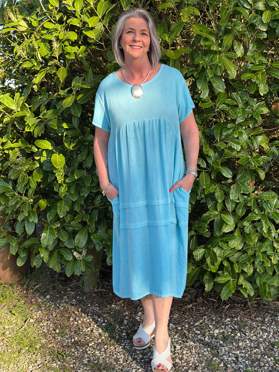 Relaxed Linen Dress | Aqua