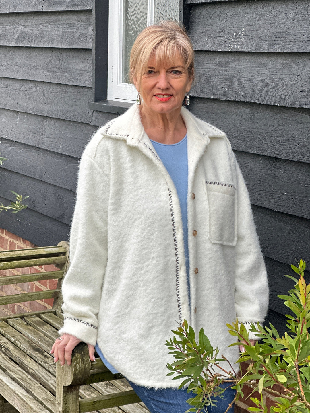 Stitch Detail Cosy Shacket | Cream - Mandy's Heaven 