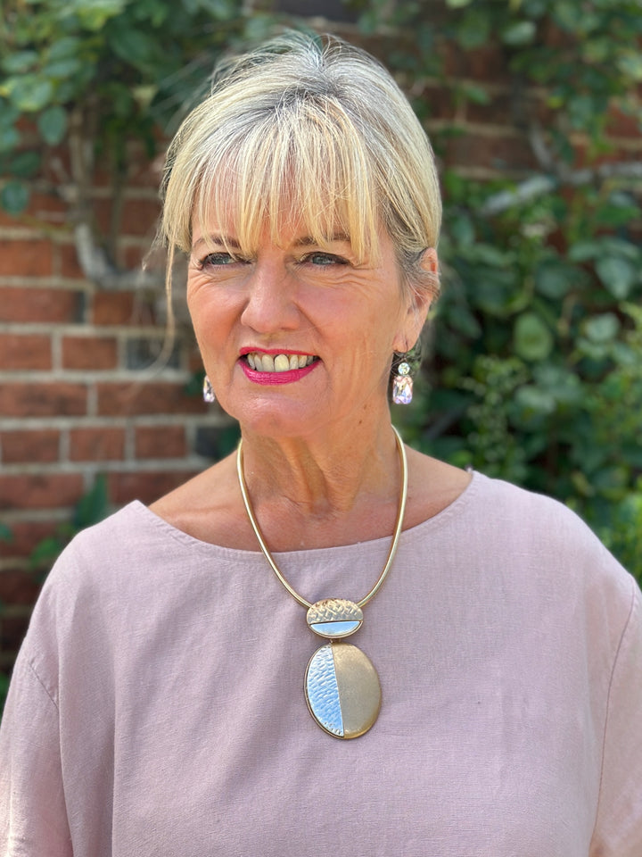 Two-Tone Beetle Necklace | Silver & Gold