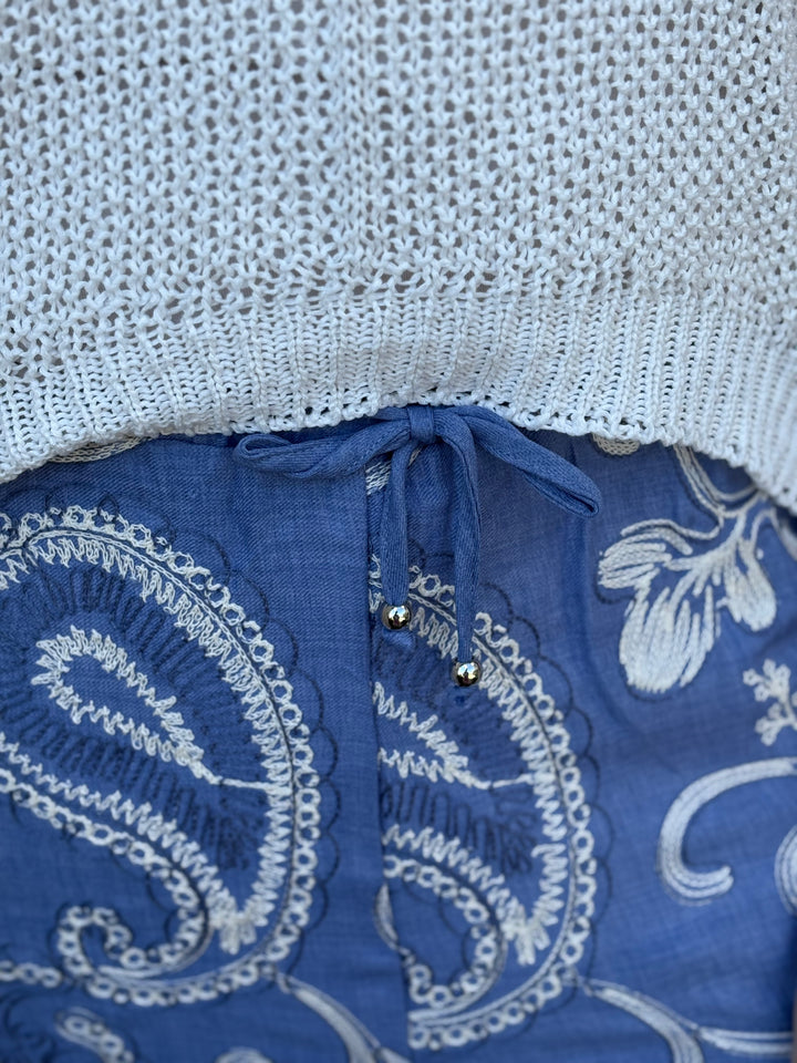 Embroidered Paisley Trousers - Malissa J | Blue