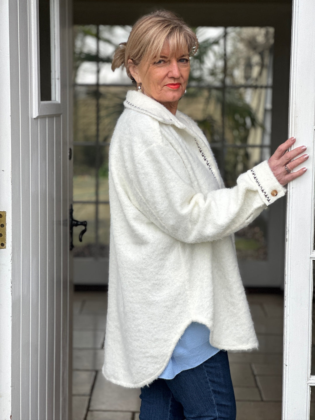 Stitch Detail Cosy Shacket | Cream - Mandy's Heaven 