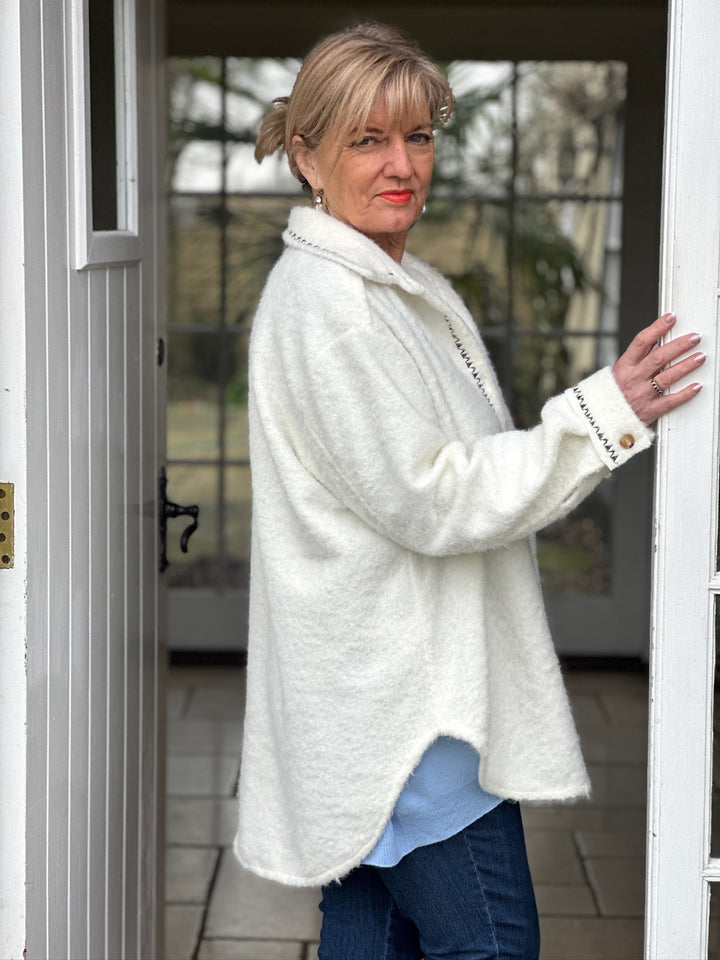 Stitch Detail Cosy Shacket | Cream - Mandy's Heaven 