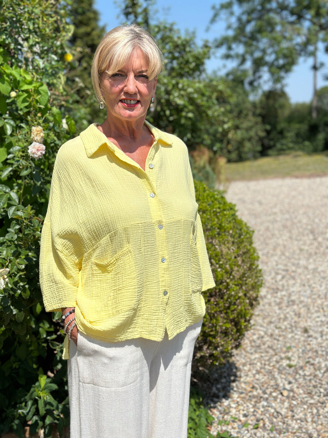 Cotton Button Shirt | Lemon