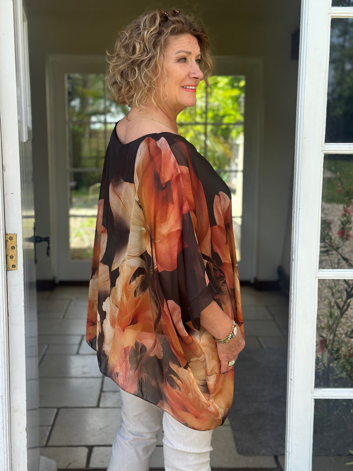 Botanical Mia Silk Blouse | Brown
