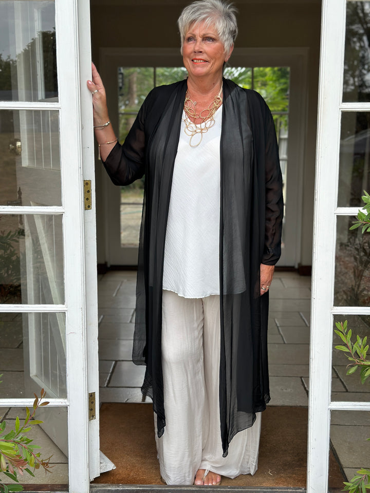 Longline Waterfall Cardigan | Black