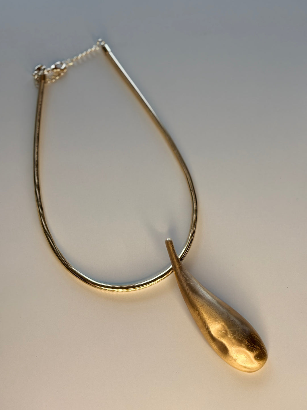 Large Tear Drop Pendant Necklace | Gold