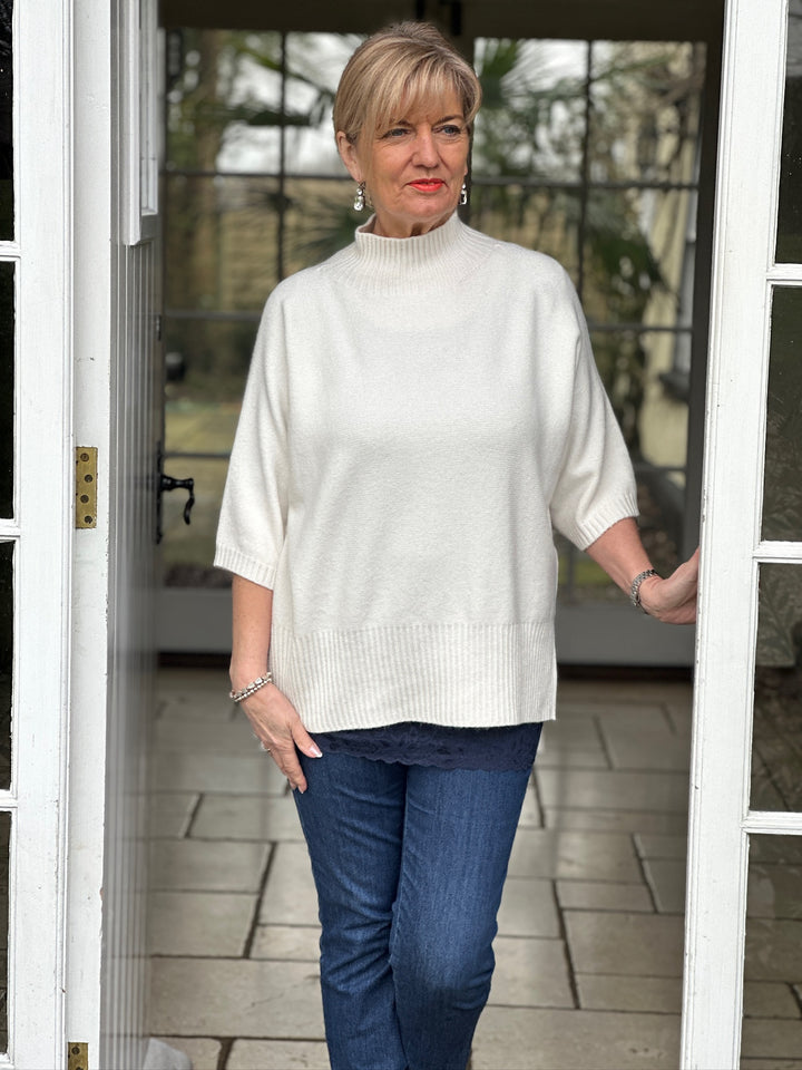 Ribbed High Neck Knit Top | Cream - Mandy's Heaven 