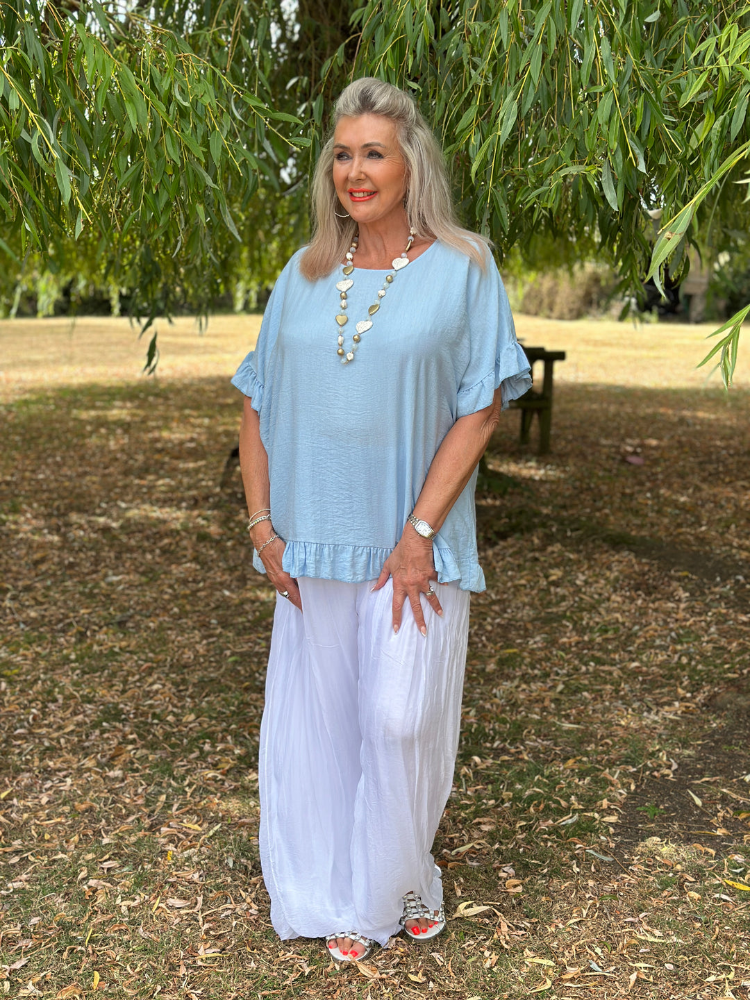 Rosie Ruffle Top | Sky Blue