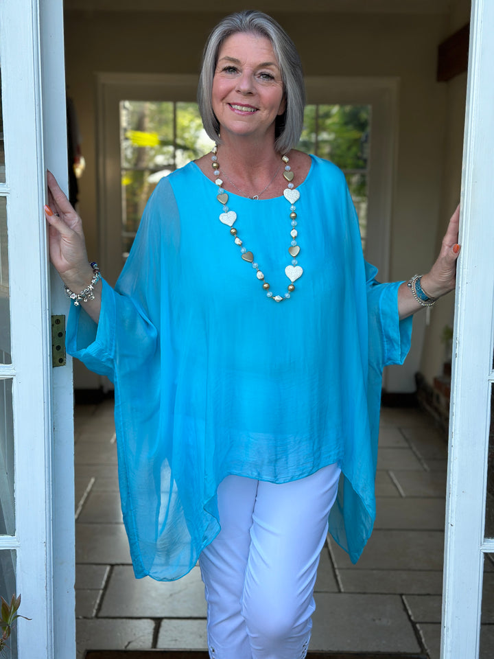 Mia Silk Blouse | Aqua