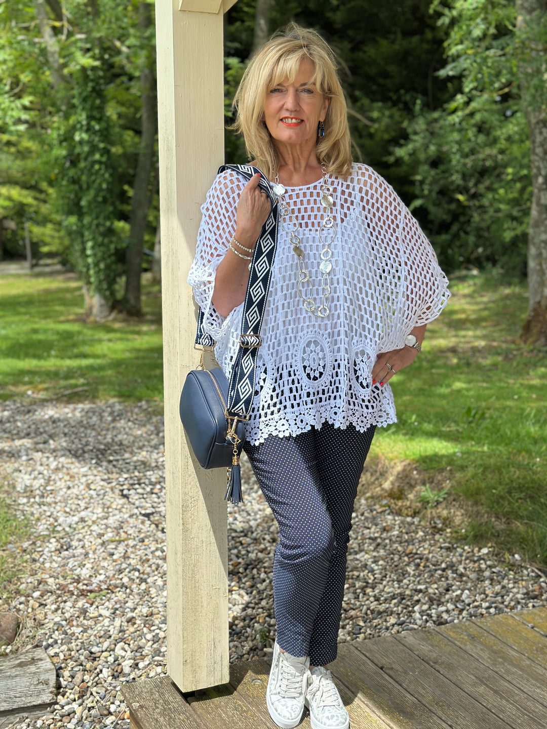 Crochet Lace Overlay Top | White