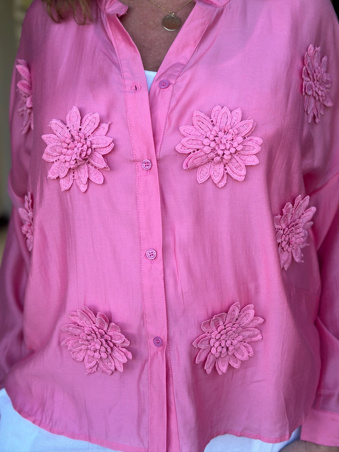 Blouse With Flower Detail  - Malissa J | Pink
