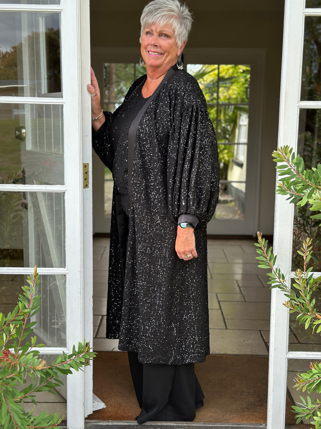Sequin Longline Cardigan - Malissa J | Black