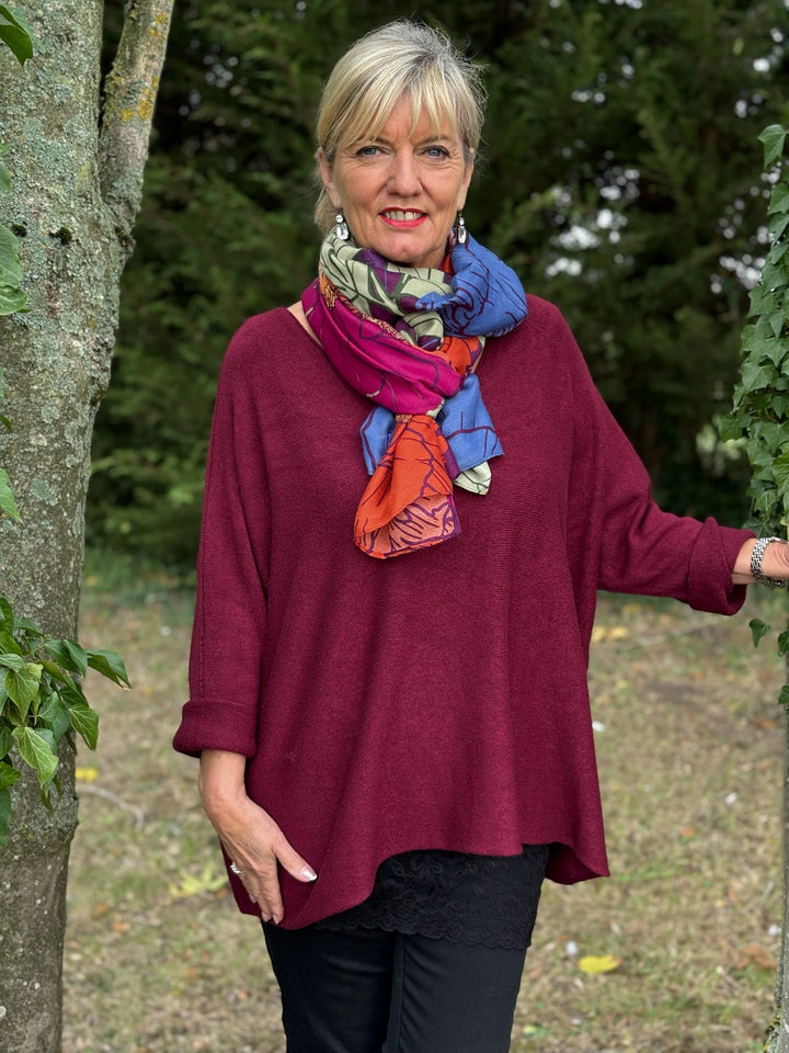 V-Neck Knitted Jumper | Burgundy