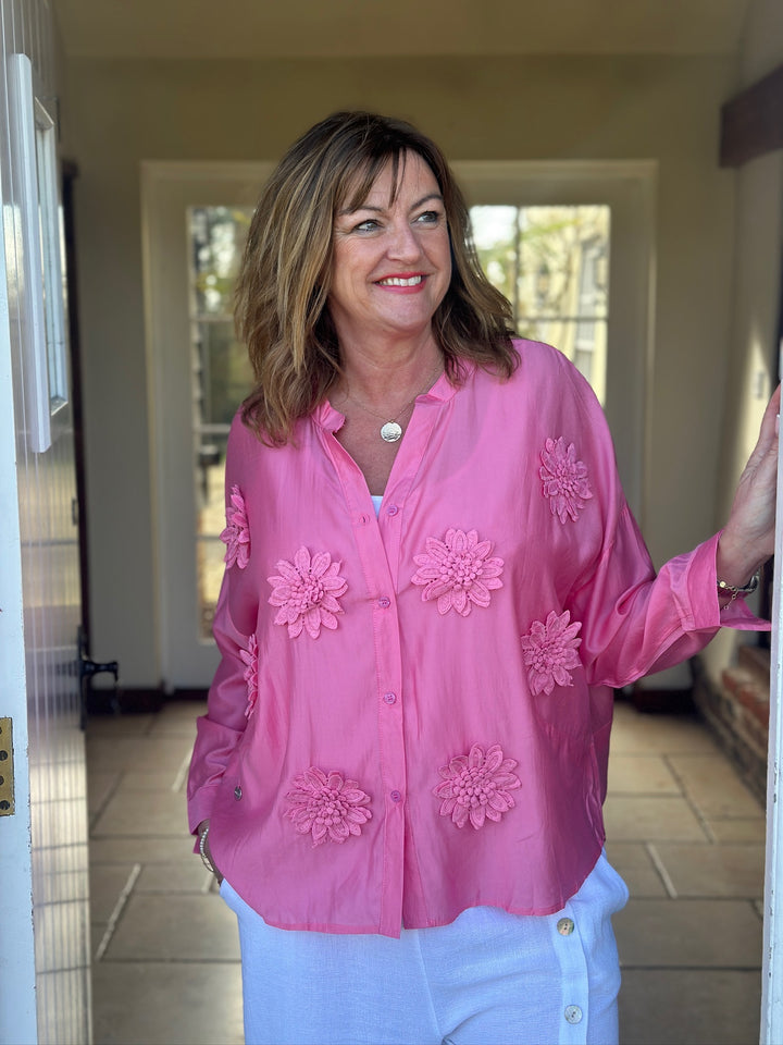 Blouse With Flower Detail  - Malissa J | Pink