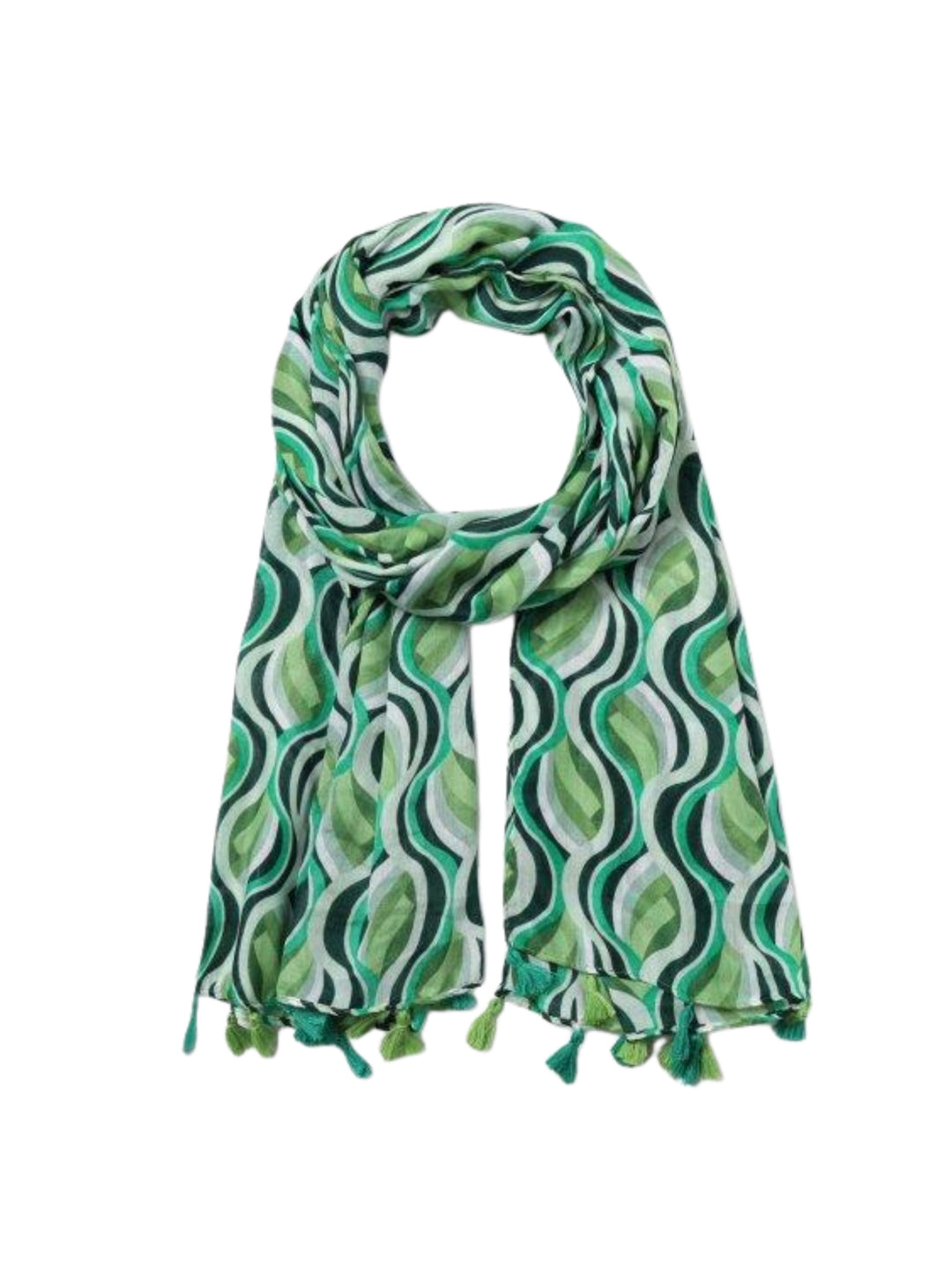 Summer Print With Tassels Scarf | Green