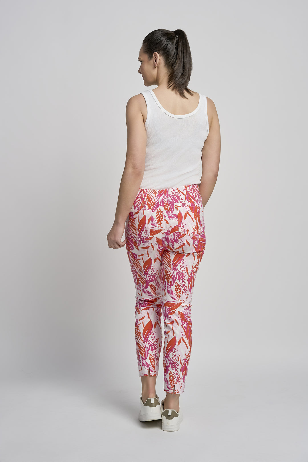 Pull Up Ankle Grazer Trouser - PINNS - 302CT | Tropical Paradise