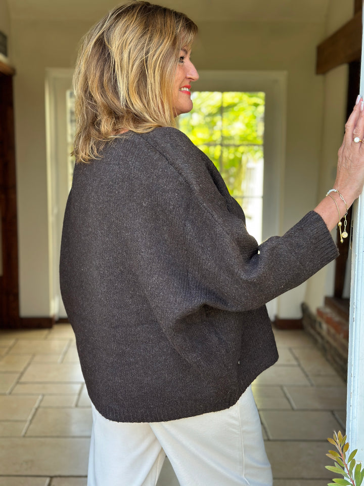 Relaxed V-Neck Knit - Malissa J | Chocolate