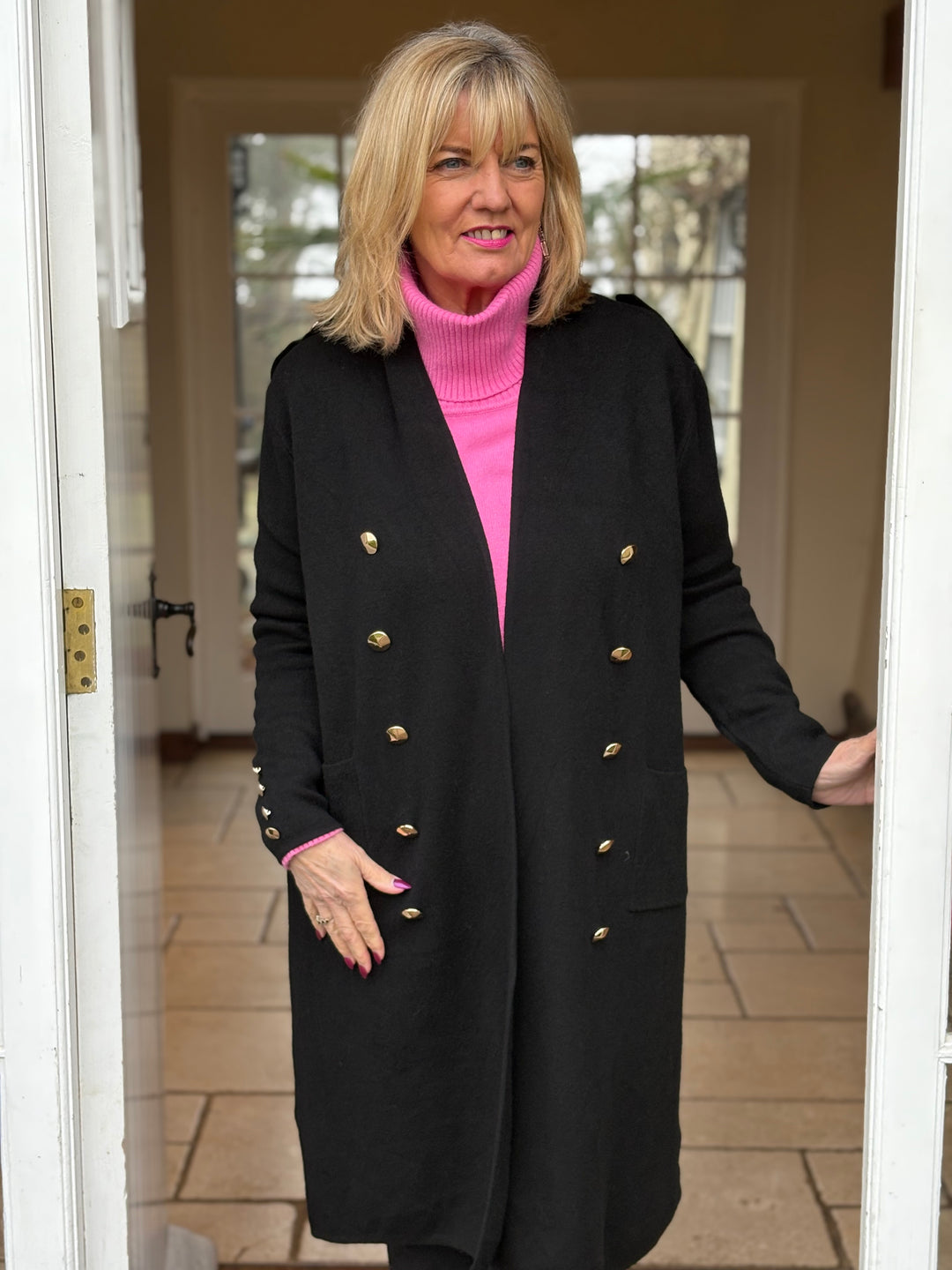 Button Detail Longline Jacket | Black