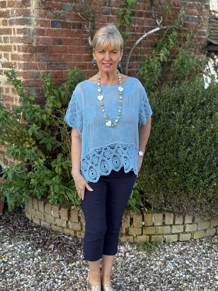 PINNS Bengaline Crop With Diamante Detail 604C | Navy