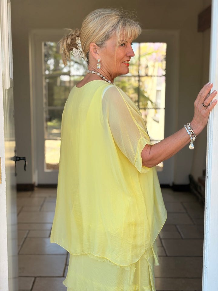 Silk Tiered Ruffle Dress | Lemon