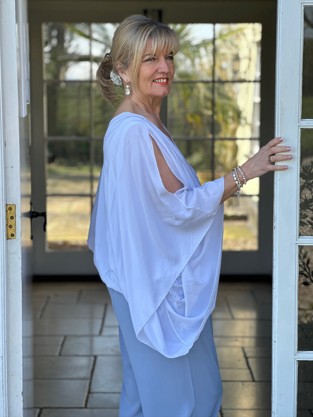 Floaty Cold Shoulder Blouse | White