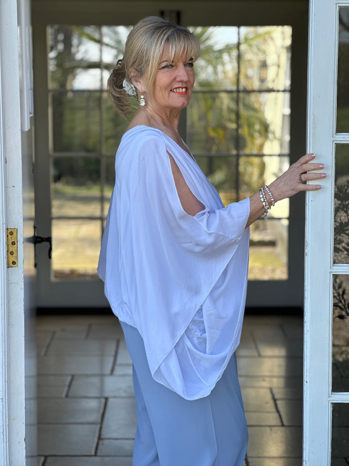 Floaty Cold Shoulder Blouse | White