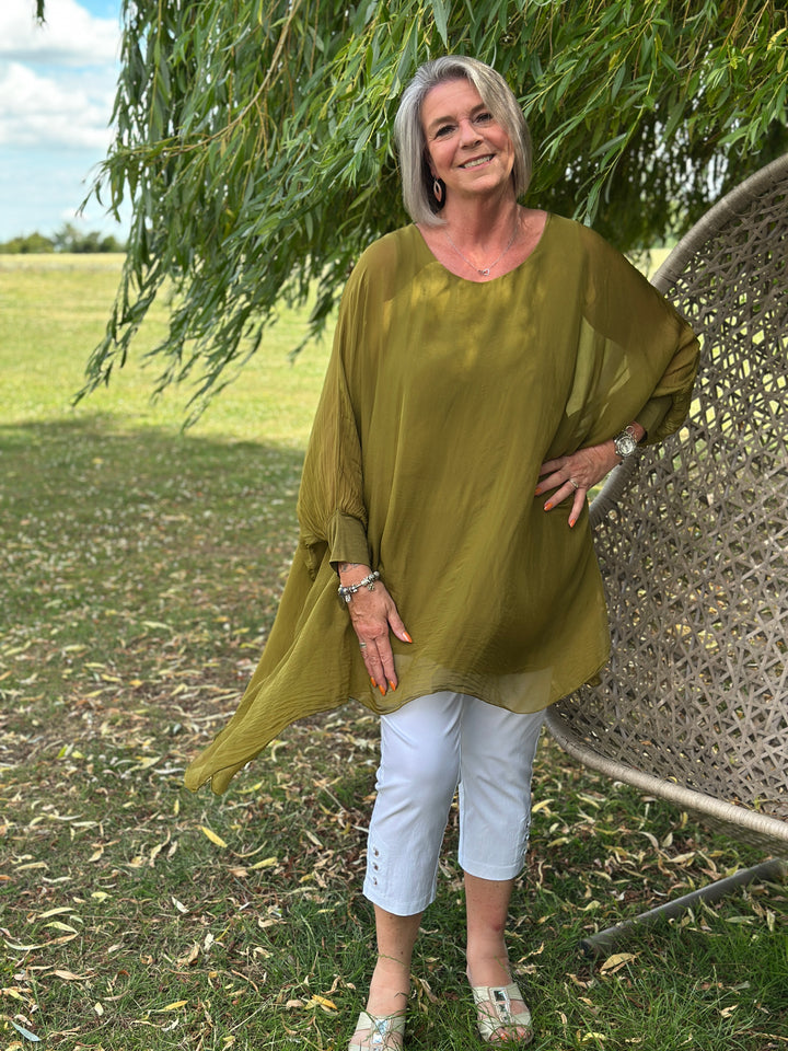 Bella Silk Blouse | Olive