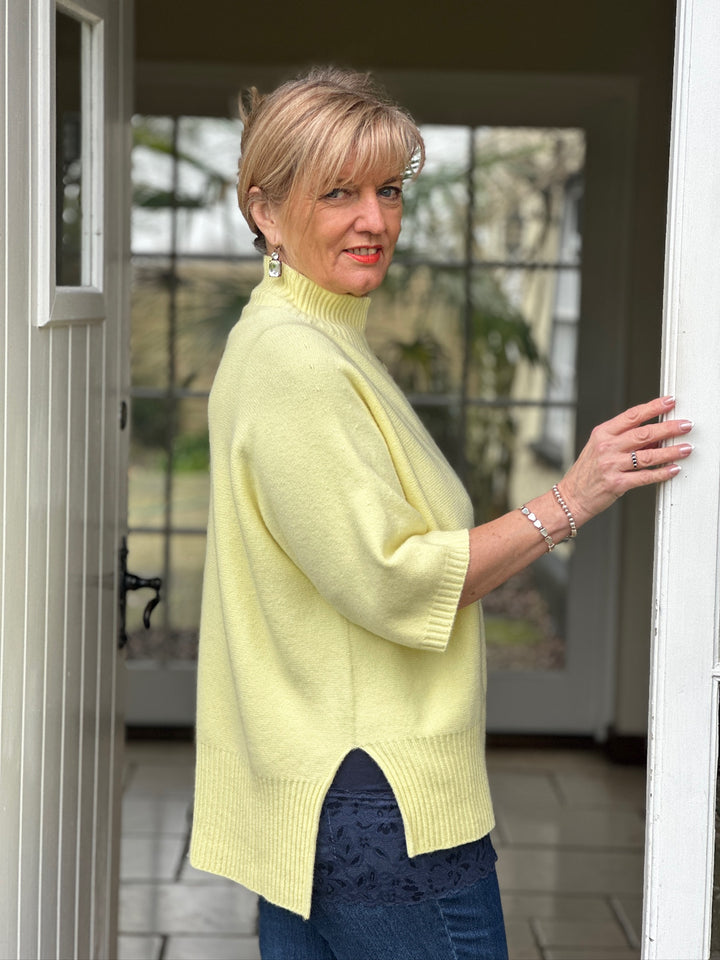 Ribbed High Neck Knit Top | Lemon - Mandy's Heaven 