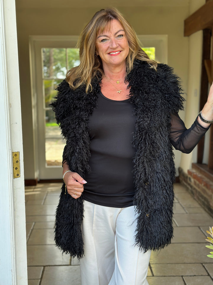 Shaggy Faux Fur Gilet - Malissa J | Black