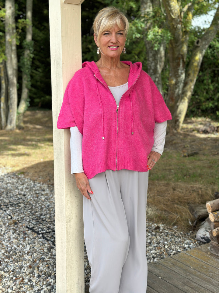 Boxy Knitted Hoodie - Malissa J | Fuchsia