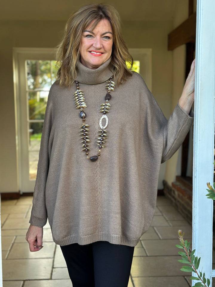 Soft Touch Roll Neck Jumper | Mink