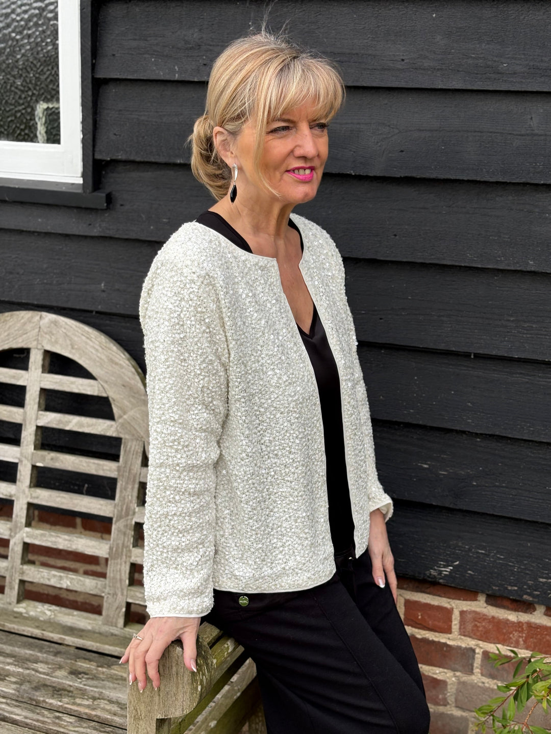 Sequin Lined Cardigan Malissa J | Cream - Mandy's Heaven 