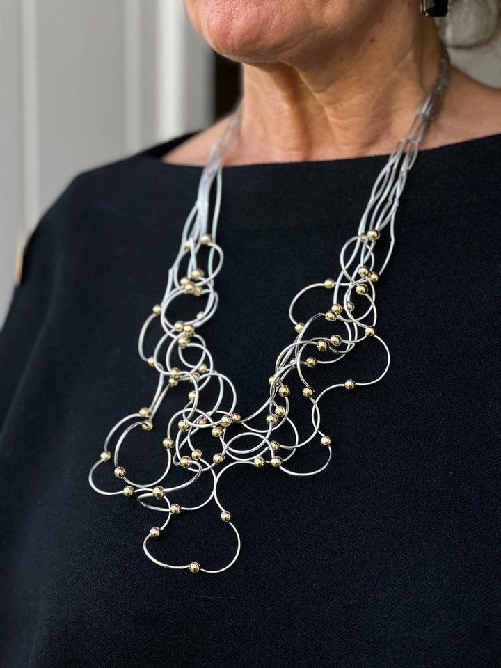 Twisted Bead Lightweight Strand Necklace | Gold