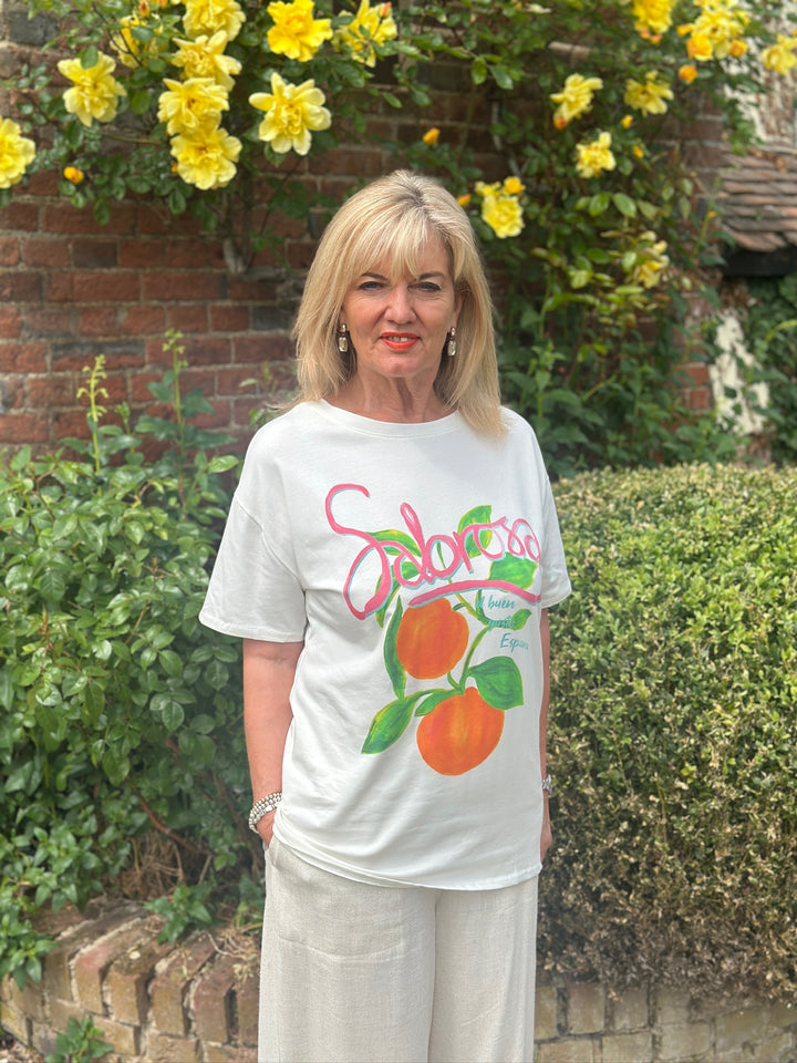 Spanish Orange Motif T-Shirt | White