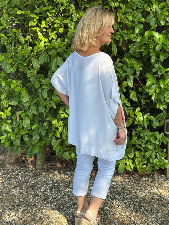 Floral Soft Ovesized Top | White