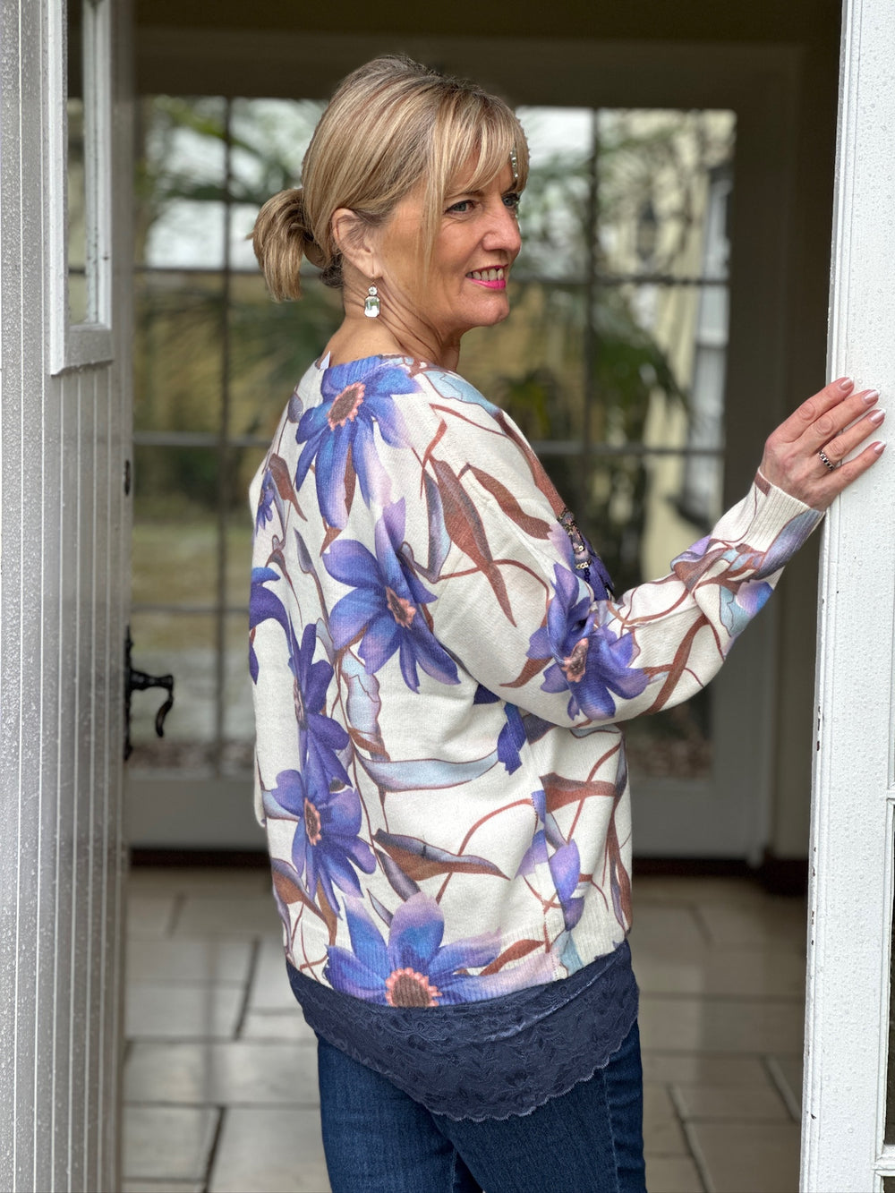 Wild Flower Sequin Detail Jumper | Lilac - Mandy's Heaven 