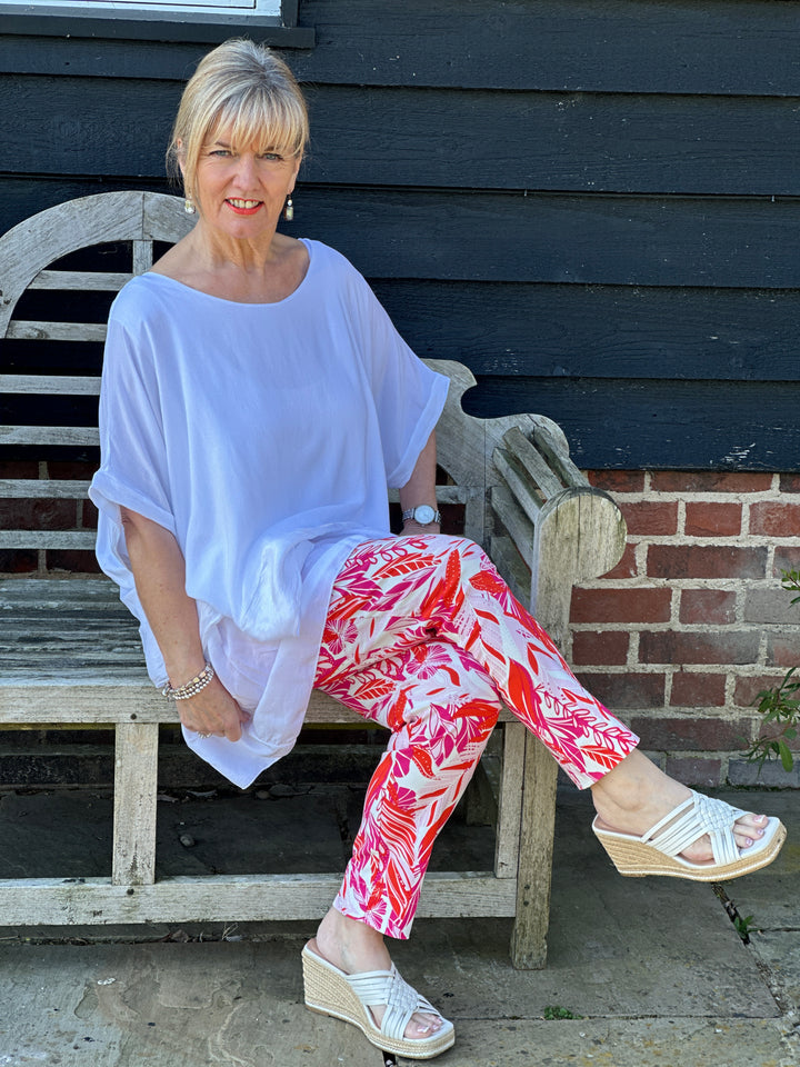 Pull Up Ankle Grazer Trouser - PINNS - 302CT | Tropical Paradise