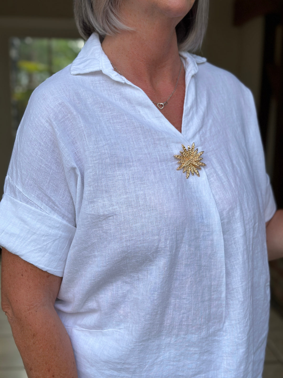 Isla Linen Blend Top | White