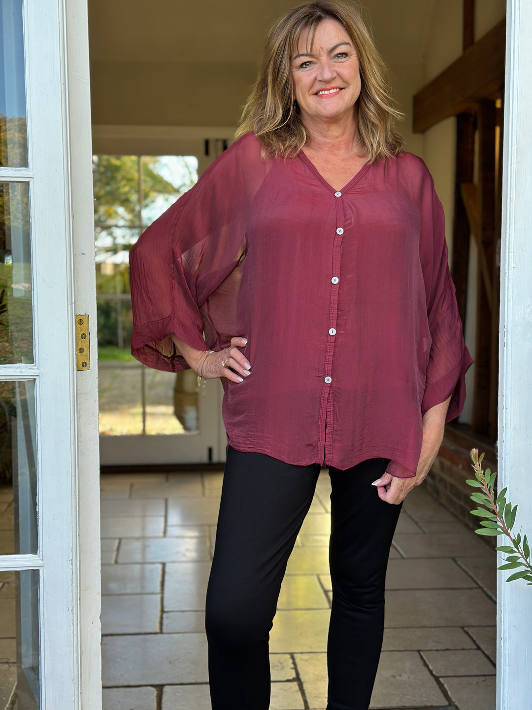 Naomi Silk Blouse | Merlot