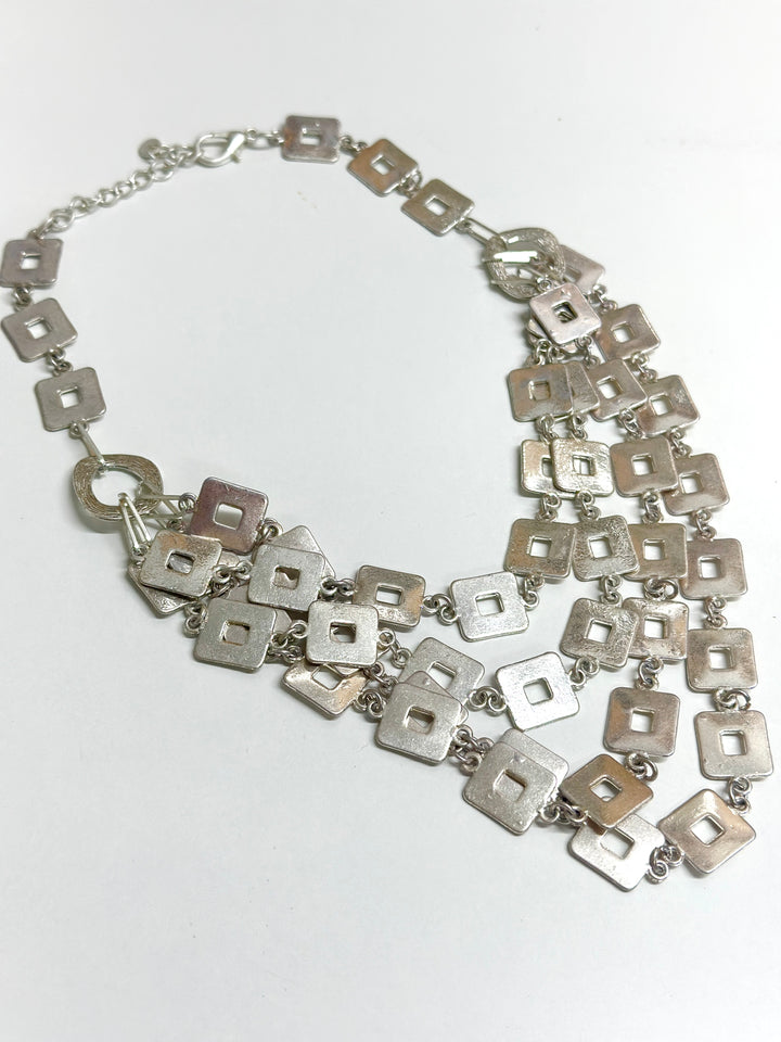Mini Square Chain Necklace | Silver